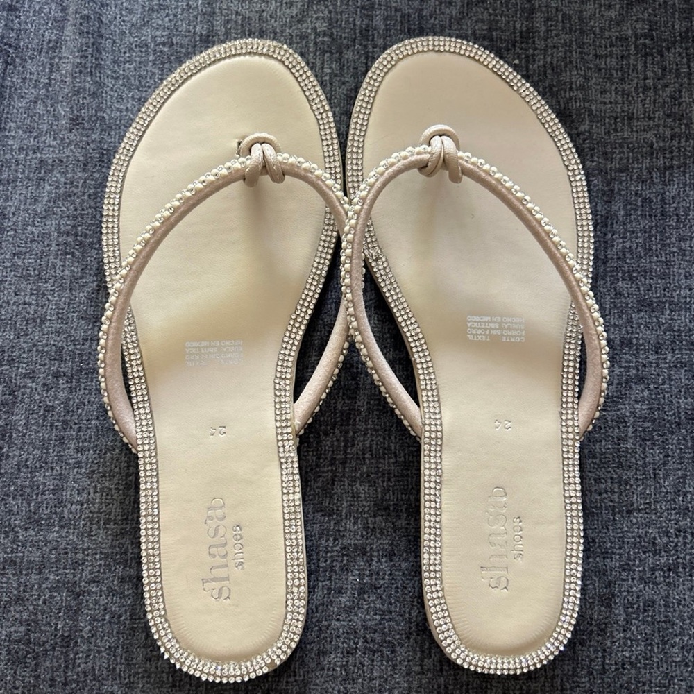 SHASA Cream Minimalist Sandals with Braided Straps NEW